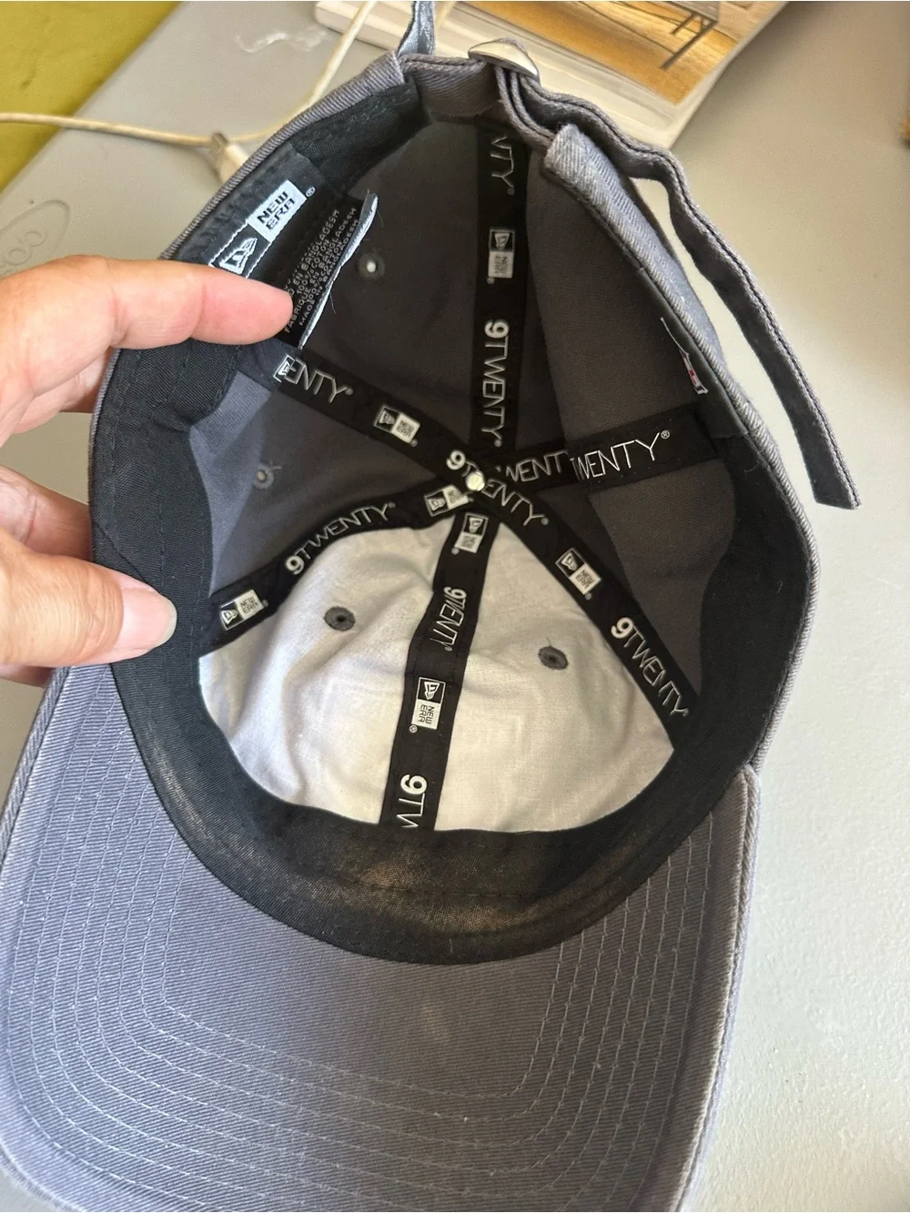 New Era Gray 9TWENTY Raiders Adjustable Cap - Interior View